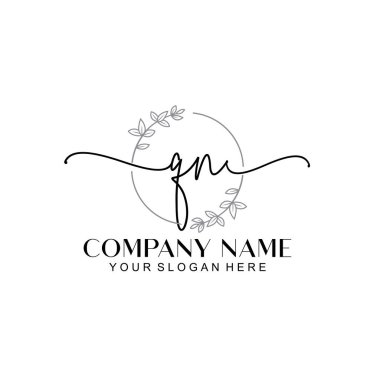 Çiçek ve Min ile Modern El Yazısı QN İlk Logo Şablonları
