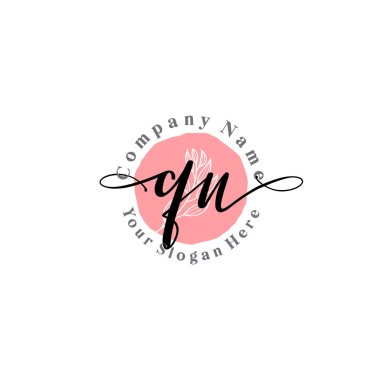 Çiçek ve Min ile Modern El Yazısı QN İlk Logo Şablonları