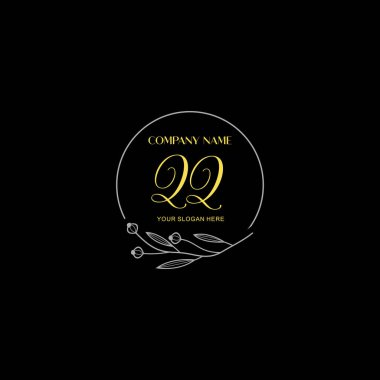 Çiçek ve Lüks Acc ile el yazısıyla QQ İlk Logo Şablonları