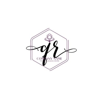 Çiçek ve Min ile Modern El Yazısı QR İlk Logo Şablonları