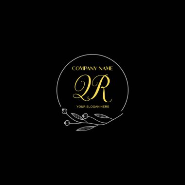 Çiçek ve Lüks Acc ile el yazısıyla QR İlk Logo Şablonları