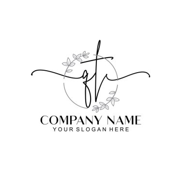 Çiçek ve Min ile Modern El Yazısı QT İlk Logo Şablonları