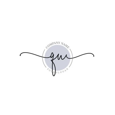 Çiçek ve Min ile Modern El Yazısı QU İlk Logo Şablonları