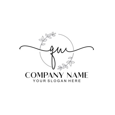 Çiçek ve Min ile Modern El Yazısı QU İlk Logo Şablonları