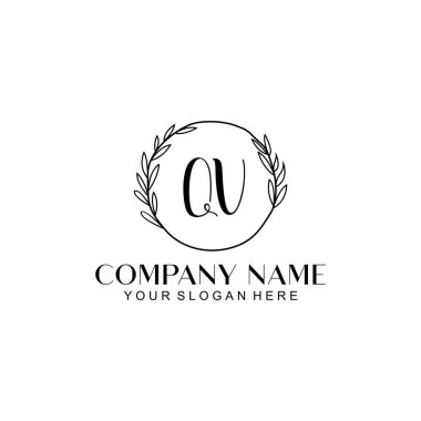 El yazısı QV harfli Çiçek Monogram Logosu Ayarları