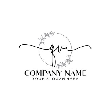 Çiçek ve Min ile Modern El Yazısı QV İlk Logo Şablonları