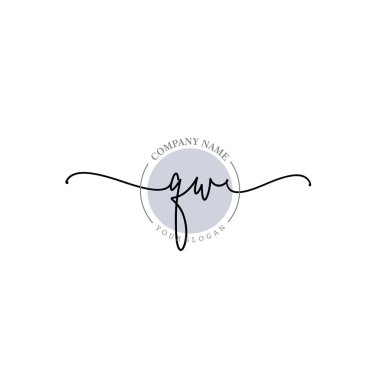Çiçek ve Min ile Modern El Yazısı QW İlk Logo Şablonları