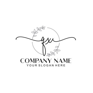 Çiçek ve Min ile Modern El Yazısı QX İlk Logo Şablonları