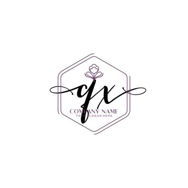 Çiçek ve Min ile Modern El Yazısı QX İlk Logo Şablonları
