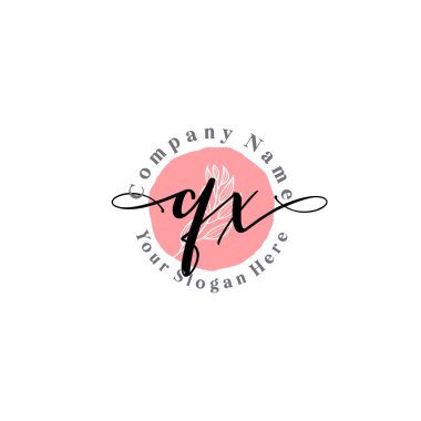 Çiçek ve Min ile Modern El Yazısı QX İlk Logo Şablonları