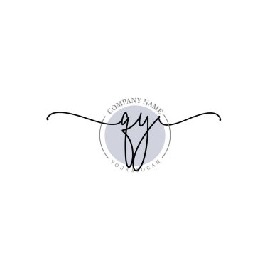 Çiçek ve Min ile Modern El Yazısı QY İlk Logo Şablonları