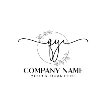 Çiçek ve Min ile Modern El Yazısı QY İlk Logo Şablonları