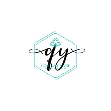 Çiçek ve Min ile Modern El Yazısı QY İlk Logo Şablonları