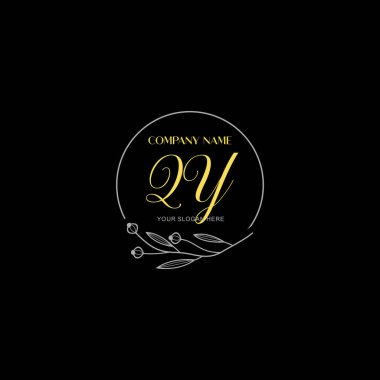 Çiçek ve Lüks Acc ile El Yazısıyla QY İlk Logo Şablonları