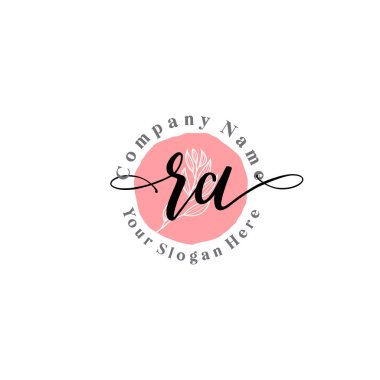 Çiçek ve Min ile Modern El Yazısı RA İlk Logo Şablonları