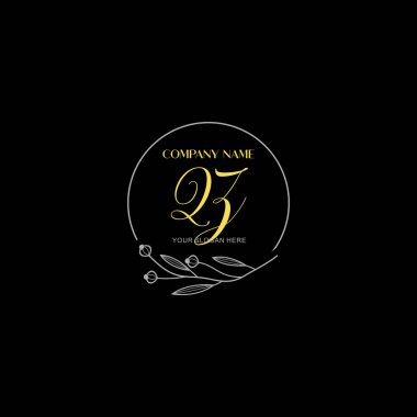 Çiçek ve Lüks Acc ile el yazması QZ İlk Logo Şablonları