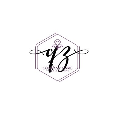 Çiçek ve Min ile Modern El Yazısı QZ İlk Logo Şablonları