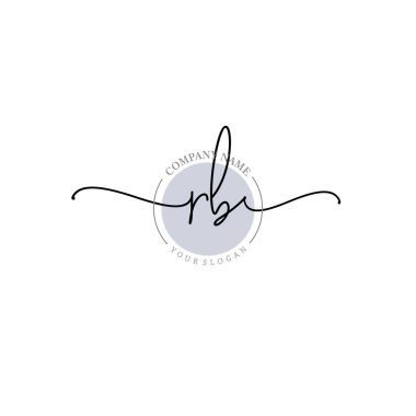 Çiçek ve Min ile Modern El Yazısı RB İlk Logo Şablonları