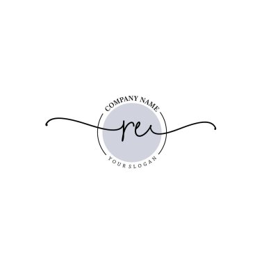 Çiçek ve Min ile Modern El Yazıları RE İlk Logo Şablonları