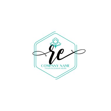 Çiçek ve Min ile Modern El Yazıları RE İlk Logo Şablonları