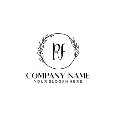 El yazısı RF Baş harfleriyle Çiçek Monogram Logosu Ayarları