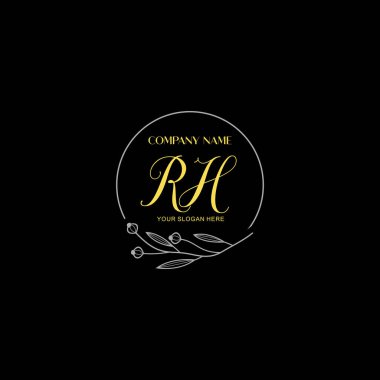 Çiçek ve Lüks Acc ile el yazısı RH İlk Logo Şablonları