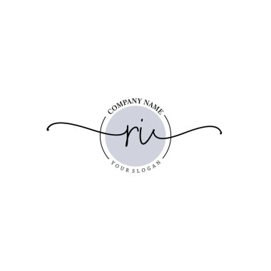 Çiçek ve Min ile Modern El Yazısı RI İlk Logo Şablonları