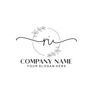 Çiçek ve Min ile Modern El Yazısı RI İlk Logo Şablonları
