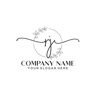 Çiçek ve Min ile Modern El Yazısı RJ İlk Logo Şablonları