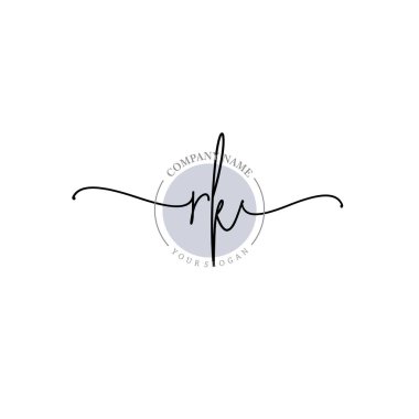 Çiçek ve Min ile Modern El Yazısı RK İlk Logo Şablonları