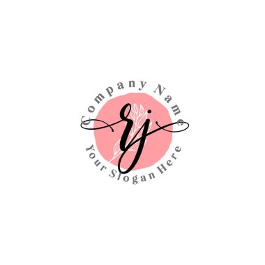 Çiçek ve Min ile Modern El Yazısı RJ İlk Logo Şablonları