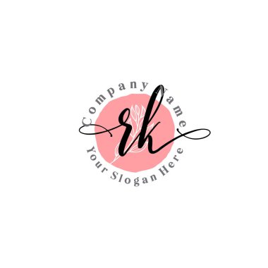 Çiçek ve Min ile Modern El Yazısı RK İlk Logo Şablonları