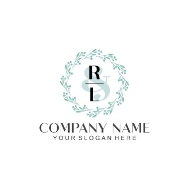 El Yazısı RL Baş harfleriyle Çiçek Monogram Logosu Ayarları