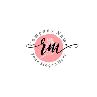 Çiçek ve Min ile Modern El Yazısı RM İlk Logo Şablonları