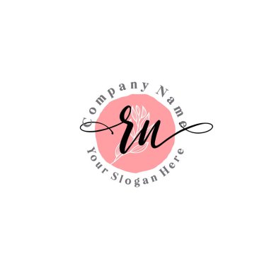 Çiçek ve Min ile Modern El Yazıları RN İlk Logo Şablonları