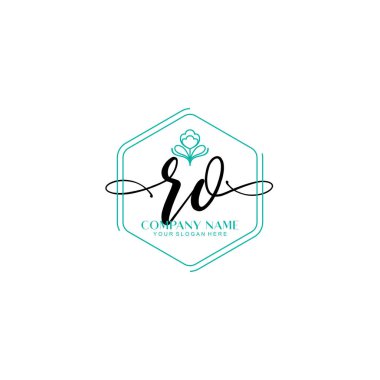 Çiçek ve Min ile Modern El Yazısı RO İlk Logo Şablonları