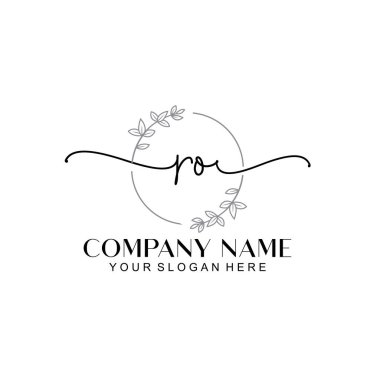 Çiçek ve Min ile Modern El Yazısı RO İlk Logo Şablonları