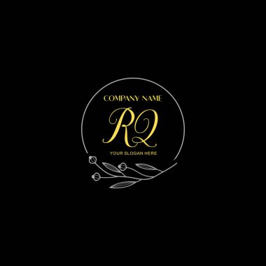 Çiçek ve Lüks Acc ile el yazısı RQ İlk Logo Şablonları