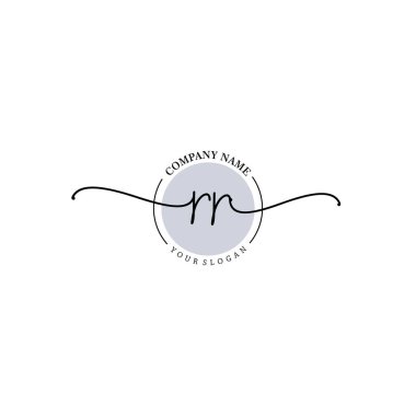 Çiçek ve Min ile Modern El Yazısı RR İlk Logo Şablonları