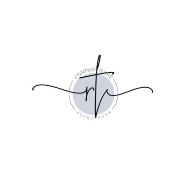 Çiçek ve Min ile Modern El Yazısı RT İlk Logo Şablonları