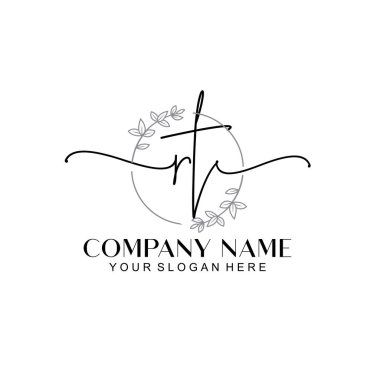 Çiçek ve Min ile Modern El Yazısı RT İlk Logo Şablonları