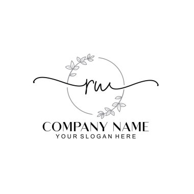 Çiçek ve Min ile Modern El Yazıları RU İlk Logo Şablonları