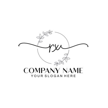 Çiçek ve Min ile Modern El Yazısı RX İlk Logo Şablonları