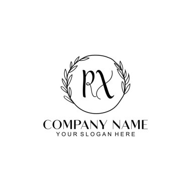 El yazısı RX Baş harfleriyle Çiçek Monogram Logosu Ayarları