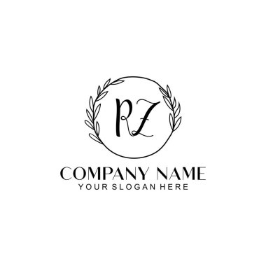 El yazısı RZ Baş harfleriyle Çiçek Monogram Logosu Ayarları
