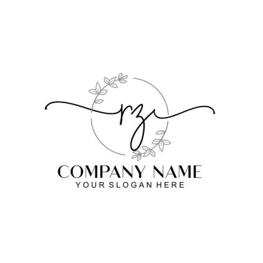 Çiçek ve Min ile Modern El Yazısı RZ İlk Logo Şablonları