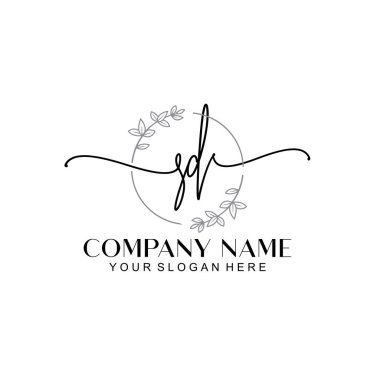 Çağdaş El Yazısı SD Floral ve Min ile İlk Logo Şablonları
