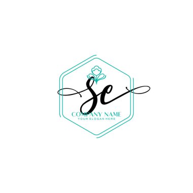 Çiçek ve Min ile Modern El Yazısı SE İlk Logo Şablonları