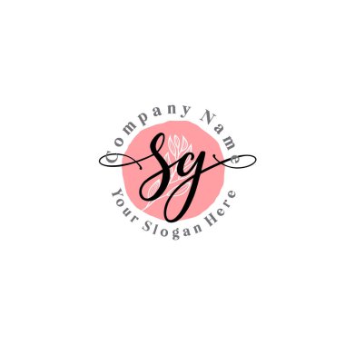 Çiçek ve Min ile Modern El Yazısı SG İlk Logo Şablonları