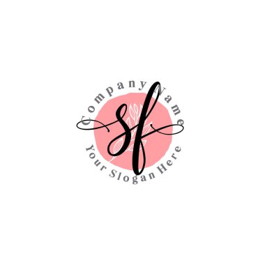 Çiçek ve Min ile Modern El Yazısı SF İlk Logo Şablonları